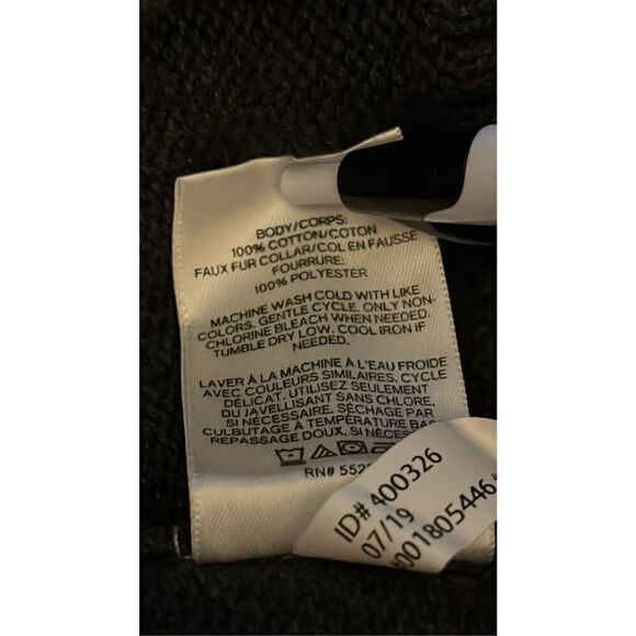 Express Men’s Medium Grey Pullover Full Zip Sweater Jacket Faux Fur Collar - Picture 4 of 5